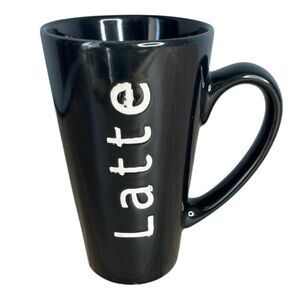 MAYFAIR & JACKSON Black Embossed Tall Latte Coffee Mug 12 oz